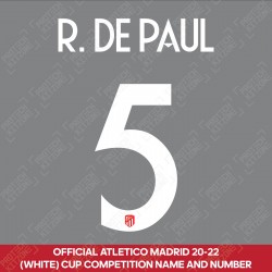 R. De Paul 5 (Official Atletico Madrid FC 17-22 UEFA CL Ver. White Name and Numbering)